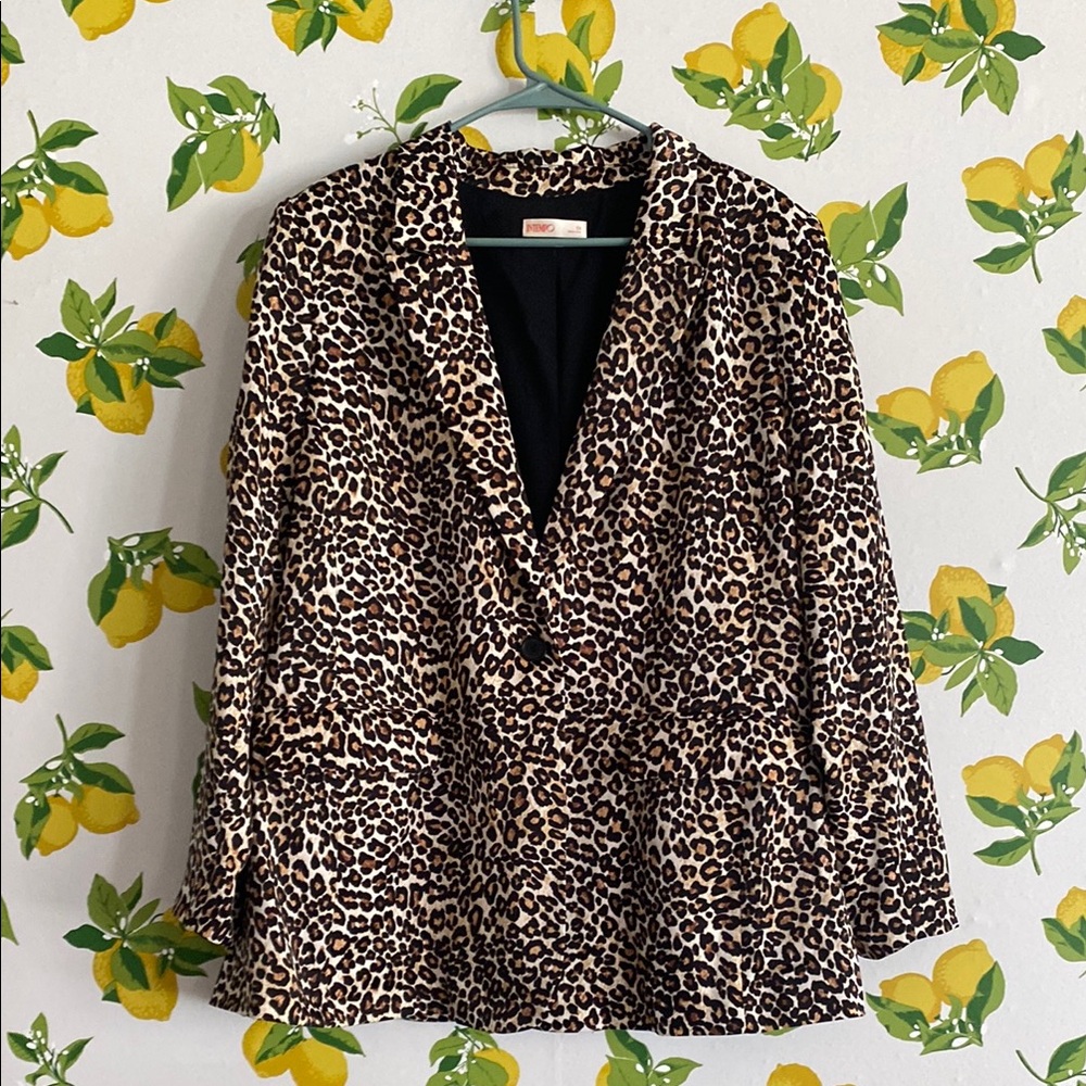 Leopard Print Satin Women's Blazer 1x